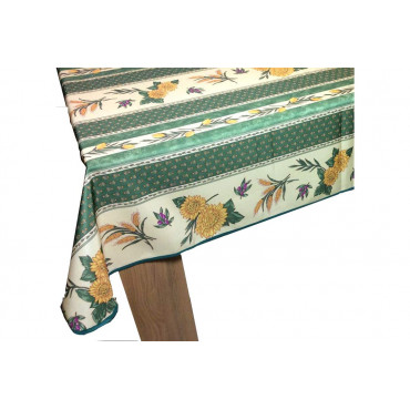 Nappe Provençale Rectangle Anti-tâche Tournesol Abeille Vert