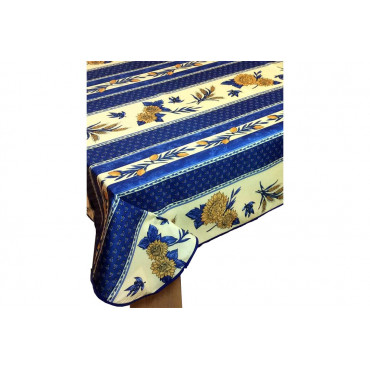 Nappe Provençale Rectangle Anti-tâche Tournesol Abeille Bleu