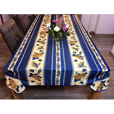 Nappe Provençale Rectangle Anti-tâche Tournesol Abeille Bleu